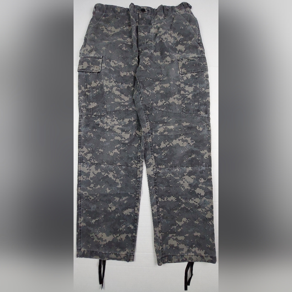 TruSpec Pants Mens Medium 31-35/29.5-32.5 Adjustable Green Cargo Camo Button Fly